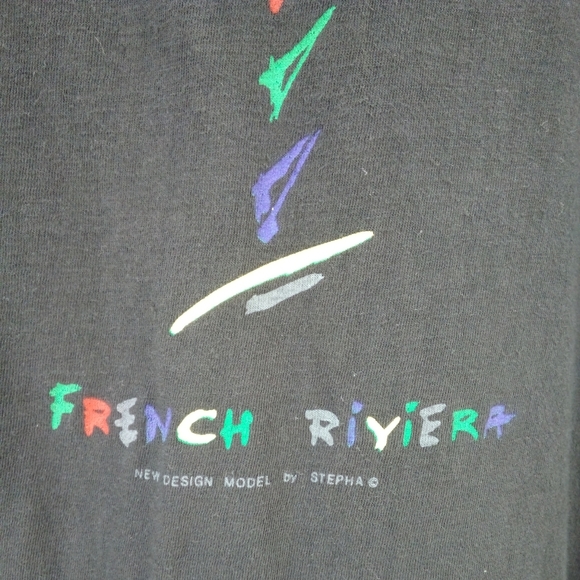 Vintage Monaco French Riviera by Stepha Black Tourist Vacation Souvenir Shirt M - Picture 4 of 9